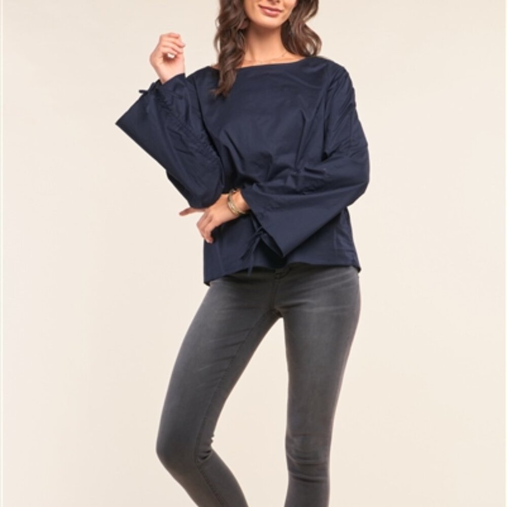 Trumpet Sleeve Relaxed Fit Blouse